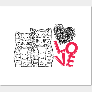 Cute Cat Love Design for Valentine's Day Posters and Art